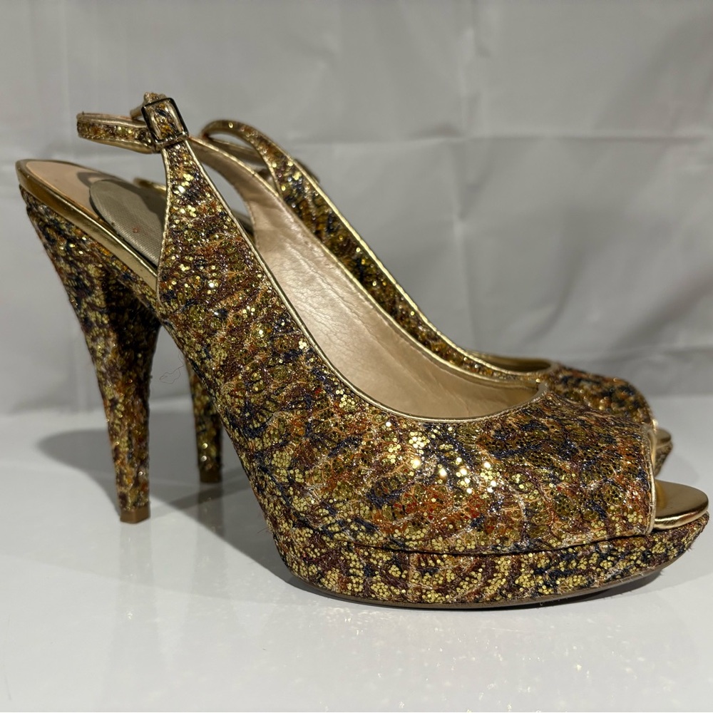 Nine West Sling back peep toe heels